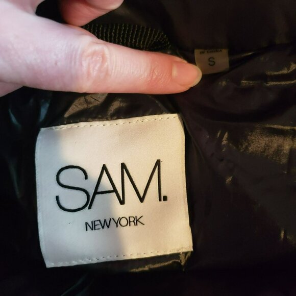 SAM. Womens Gray Puffer Jacket Goose Down Winter Coat Revolve Style S Small - Picture 3 of 12